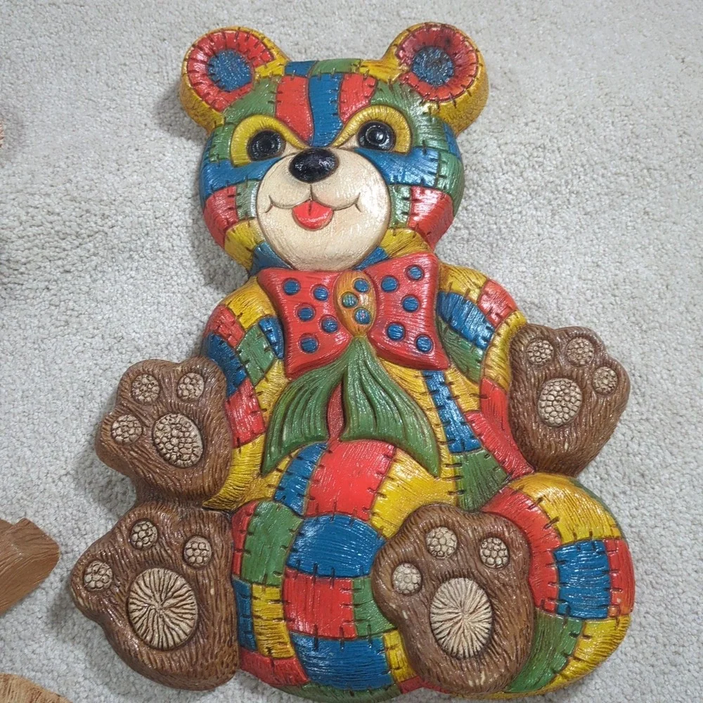 Foam Craft 1970s 2 Rocking Horses & Bear Patchwork & Clown Wall‎ Hanging Nursery
